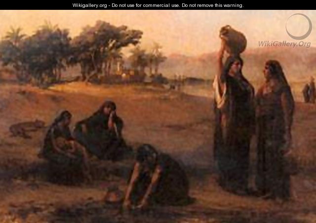 Women Drawing Water From The Nile - F. A. Bridgeman