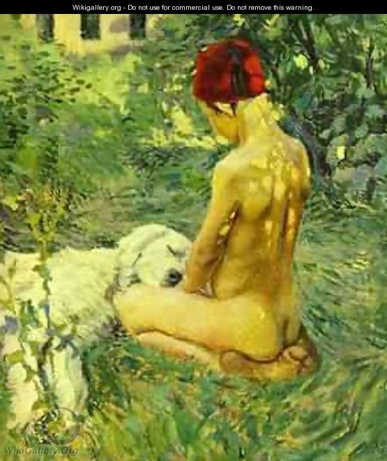 Boy With A Dog 1895 - Viktor Elpidiforovich Borisov-Musatov