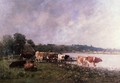 Cows on the Banks of the Touques 1880 - Eugène Boudin