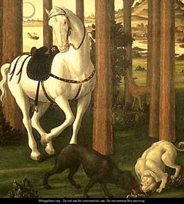 The Story Of Nastagio Degli Onesti (Detail Of The Second Episode) 2 1483 - Sandro Botticelli (Alessandro Filipepi)