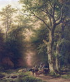 Wooded Landscape with peasants - Barend Cornelis Koekkoek