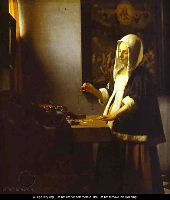 Woman Weighing Pearls 1662-1664 - Jan Vermeer Van Delft