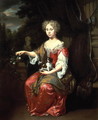 Portrait of a Lady holding her pet King Charles Spaniel - Johannes Verkolje