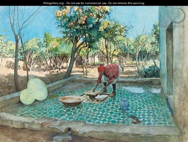 Laying tiles by the orange grove - Amedee Forestier