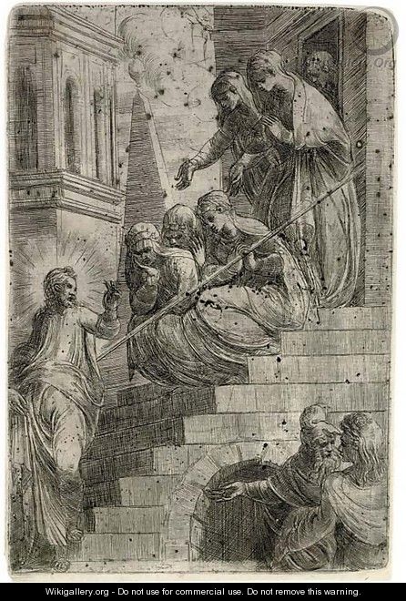 Christ and the Women on the Stairs - Andrea Meldolla