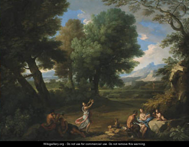 Nymphs and satyrs in a wooded landscape - Andrea Locatelli
