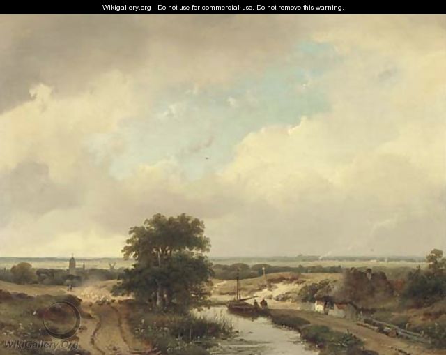 An extensive summer landscape, Haarlem in the distance - Andreas Schelfhout
