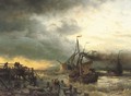 The departure of the steamship - Andreas Achenbach