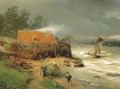 The boat wharf - Andreas Achenbach