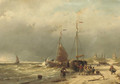 Unloading the catch on the beach of Scheveningen - Andreas Schelfhout