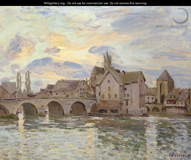 Le pont de Moret au soleil couchant - Alfred Sisley