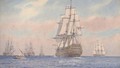 Nelson in H.M.S. Victory joining the fleet off Cadiz prior to the battle of Trafalgar - Alma Claude Burlton Cull
