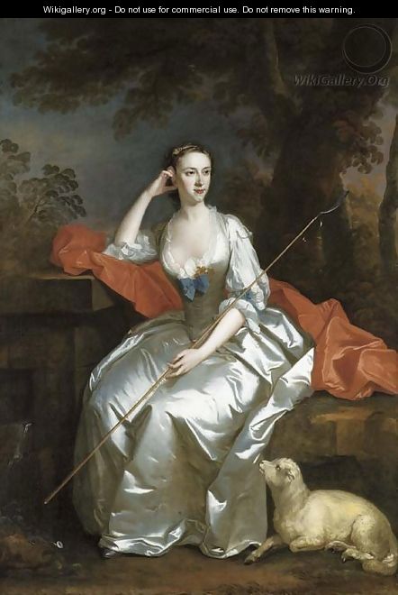 Portrait of Lady Jane Douglas, full-length, as a shepherdess seated in a landscape - Allan Ramsay