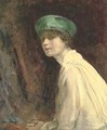 'The Green Hat', a portrait of Mrs Claude Johnson - Ambrose McEvoy