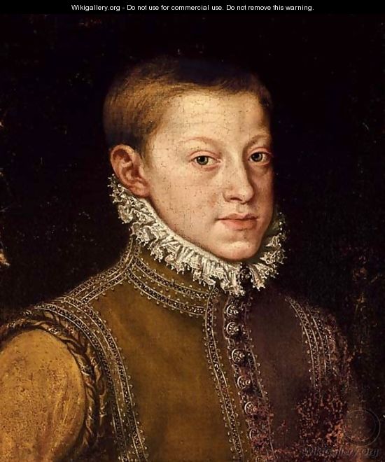 Portrait of Archduke Rudolph II, Holy Roman Emperor, as a boy, bust-length - Alonso Sanchez Coello