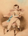 Portrait of a boy, seated, wearing a blue sash - Alfred-Edward Chalon