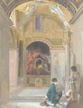 Chapel interior with figures - Alfred Downing Fripp