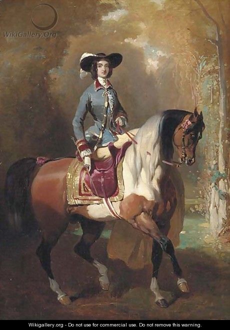 An elegant Lady out riding - Alfred Dedreux