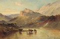 Cattle watering in a Mountainous Landscape - Alfred de Breanski