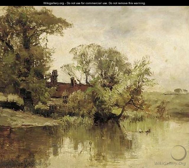 A riverside farm - Alfred de Breanski