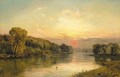 The close of day, Quarry Wood on the Thames - Alfred de Breanski