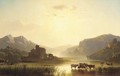Cattle watering in a continental landscape - Alfred Nichols