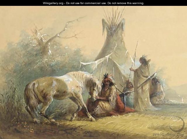 Shoshone Indian and His Pet Horse - Alfred Jacob Miller