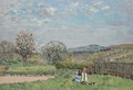 Enfants jouant dans la prairie - Alfred Sisley