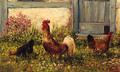 Chickens by a Barn - Alfred Schonian
