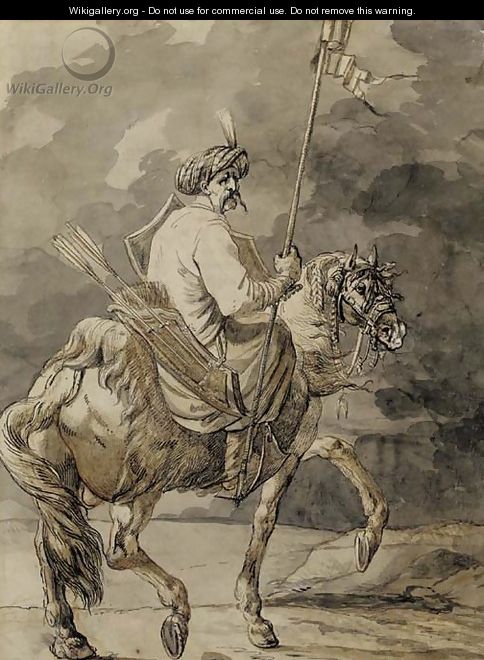 An Oriental horseman holding a standard - Alexander Ossipovitch Orlovsky