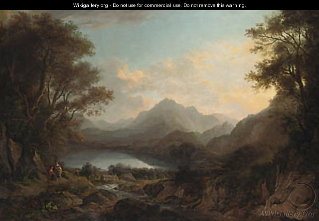 View of Loch Lomond, with figures in the foreground - Alexander Nasmyth
