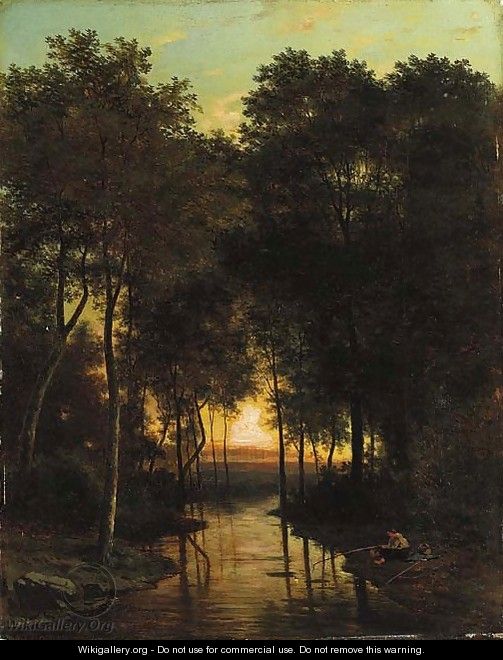 Fishing at dusk - Alexander Joseph Daiwaille