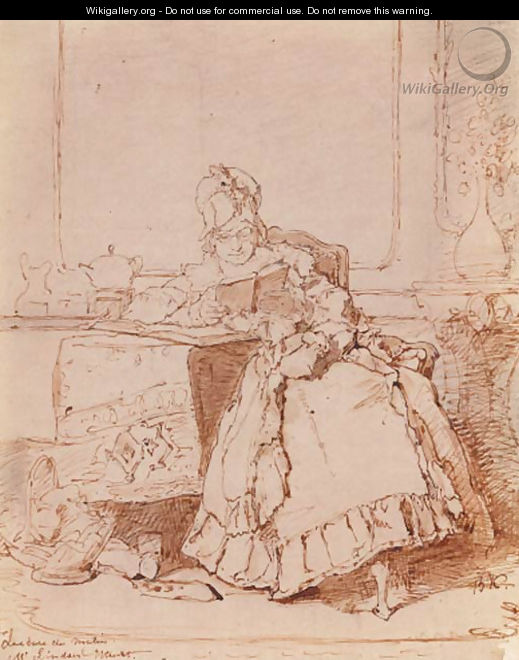 A woman reading at a table in an elegant interior - Alexander Hugo Bakker Korff