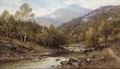 An angler on the bank of a river - Alfred Glendening