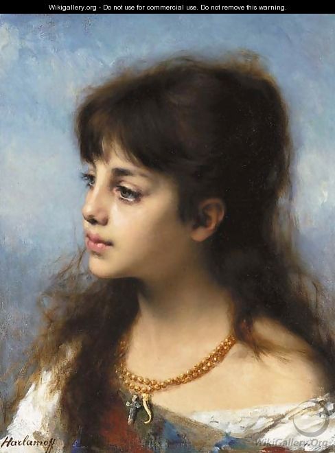 Portrait of a young girl 3 - Alexei Alexeivich Harlamoff