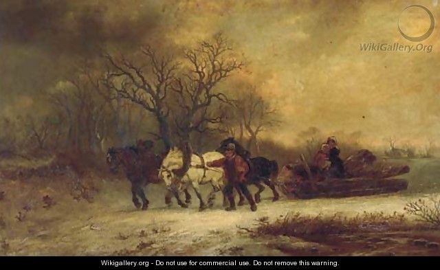 Loggers in a winter landscape - Alexis de Leeuw
