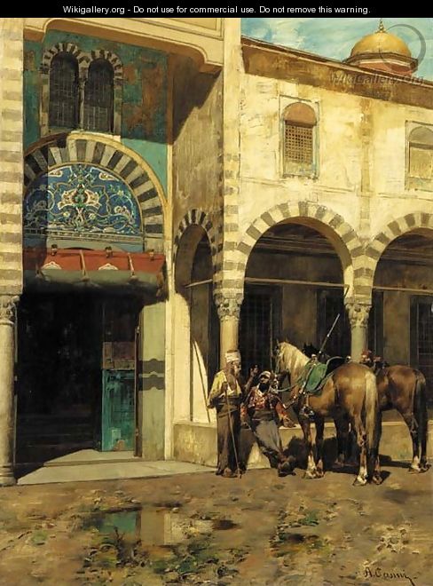 A Rest Outside of the Mosque - Alberto Pasini