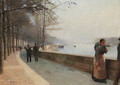 The promenade along the Seine - Albert Marie Adolphe Dagnaux