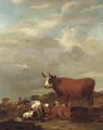 A landscape with cows and goats - Albert-Jansz. Klomp