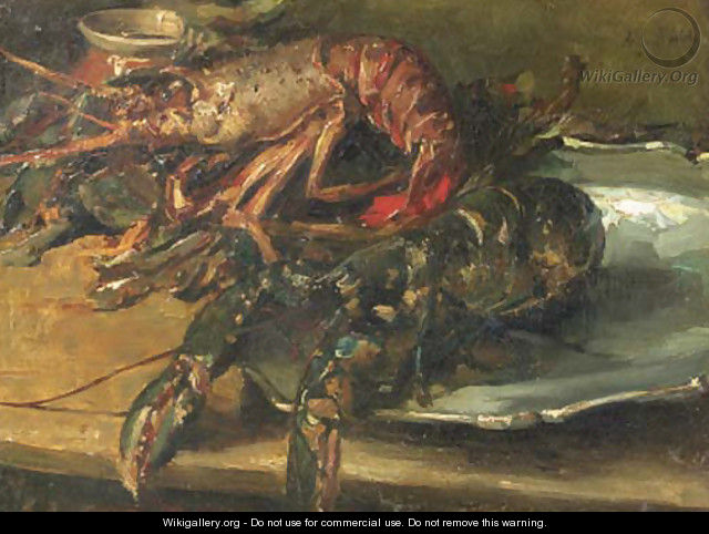 Lobsters on a silver plate - Albert Roelofs
