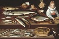 A table laden with a salmon - Albrecht Kauw