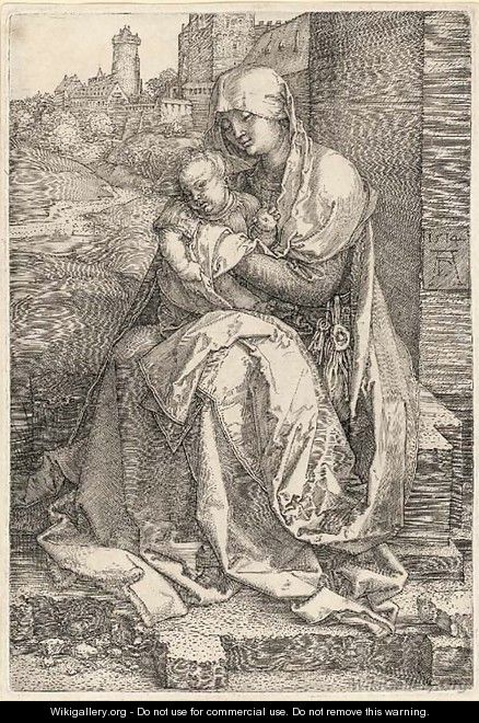 The Virgin and Child seated by a Wall - Albrecht Durer