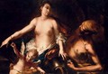 Venus at the Forge of Vulcan with Cupid blindfolded - Alessandro Magnasco