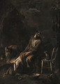 A Capuchin friar tending a companion's foot by a fire - Alessandro Magnasco