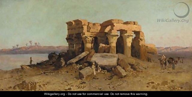 Caravan nearing a desert ruin - Alessandro la Volpe
