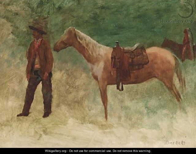 Standing Cowboy with Horse - Albert Bierstadt