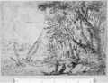 A wooded Landscape with Figures - Agostino Tassi