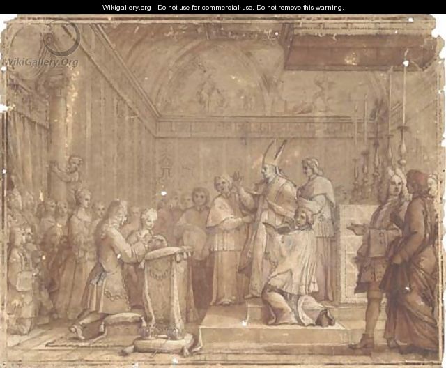 The marriage of Prince James Stuart, the Old Pretender, and Princess Maria Clementina Sobieska - Agostino Masucci