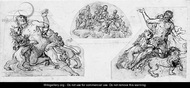 Two studies for an early martyr attacked by lions - Agostino Ciampelli
