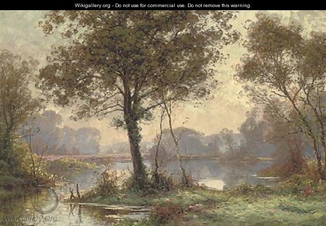At the lake in the forest, dawn - Albert Gabriel Rigolot
